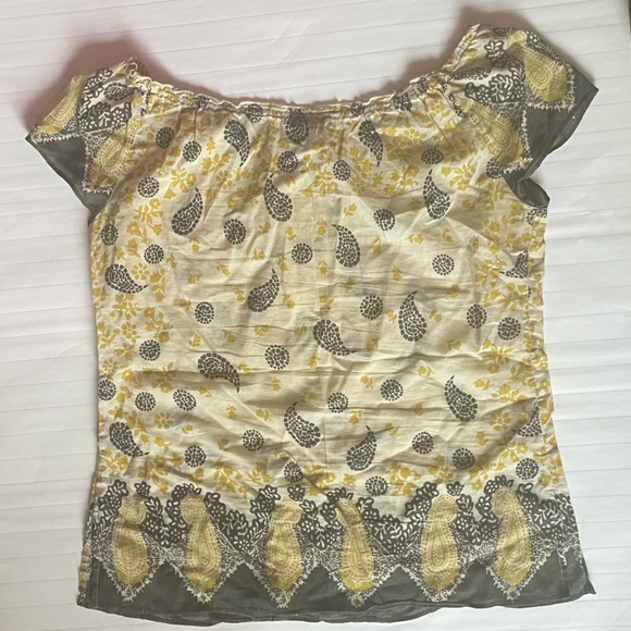 Lucky Brand Boho Paisley Print Peasant Blouse Top | B35 - Picture 2 of 6